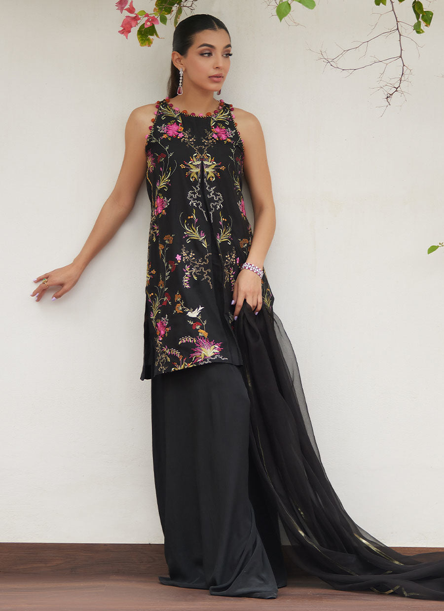 SIYA BLACK EMBROIDERED SHIRT AND DUPATTA | PRET | FARAH TALIB AZIZ