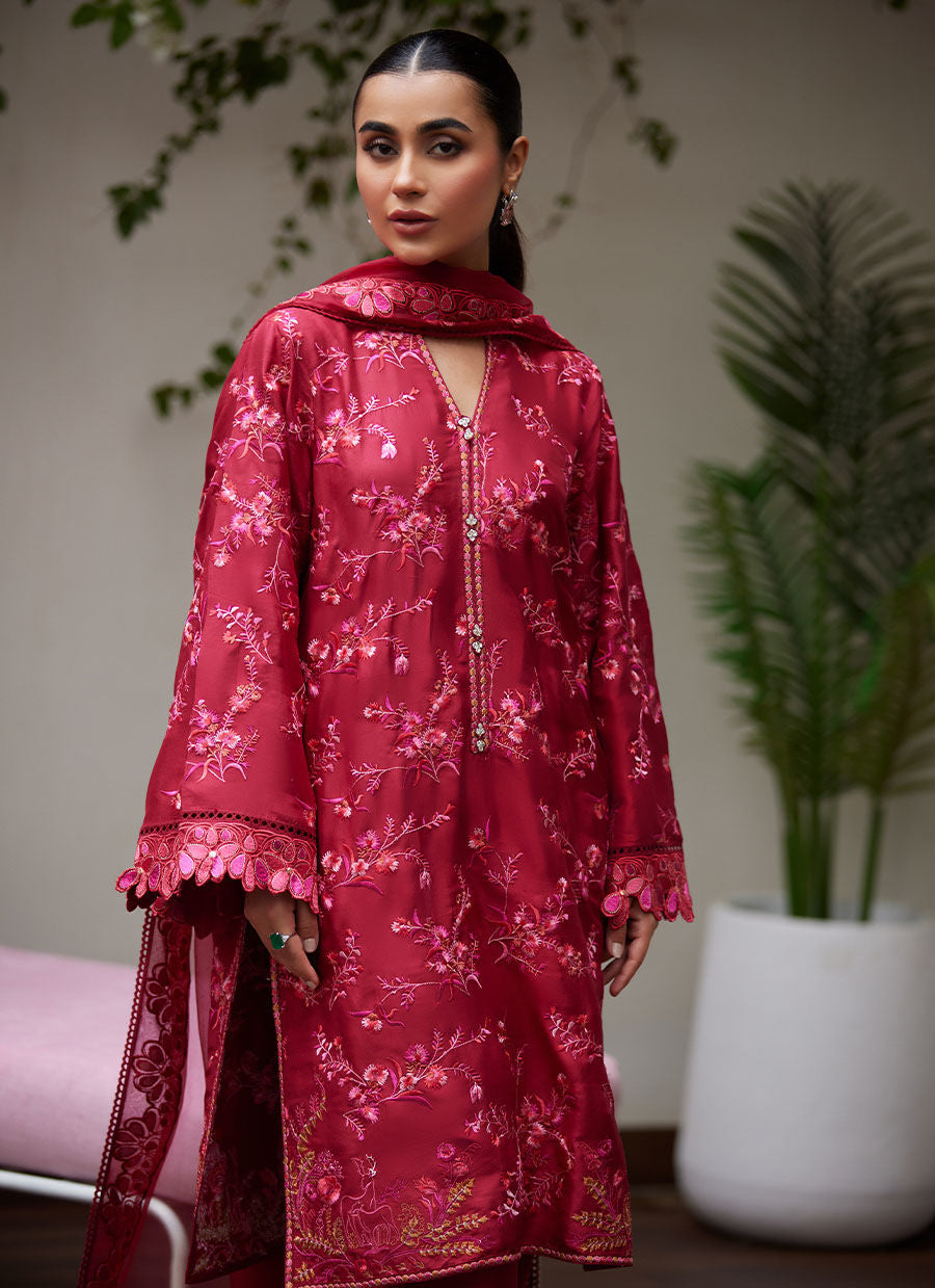 DINARA SCARLETT EMBROIDERED SHIRT AND DUPATTA | FARAH TALIB AZIZ