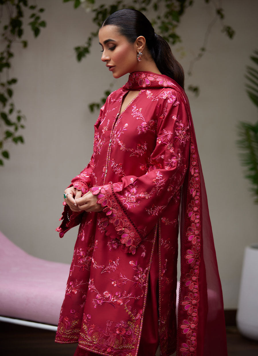 DINARA SCARLETT EMBROIDERED SHIRT AND DUPATTA | FARAH TALIB AZIZ