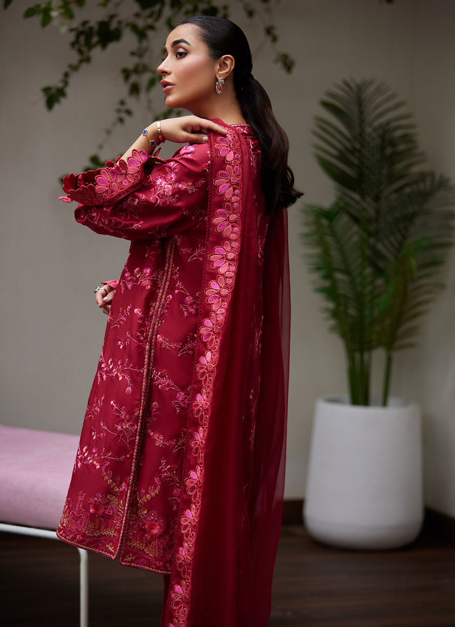 DINARA SCARLETT EMBROIDERED SHIRT AND DUPATTA | FARAH TALIB AZIZ