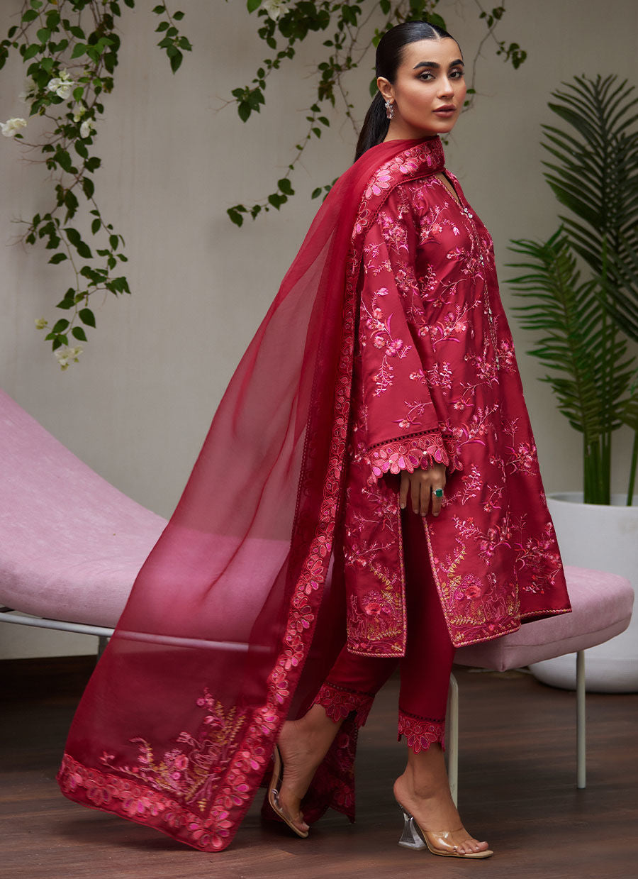DINARA SCARLETT EMBROIDERED SHIRT AND DUPATTA | FARAH TALIB AZIZ