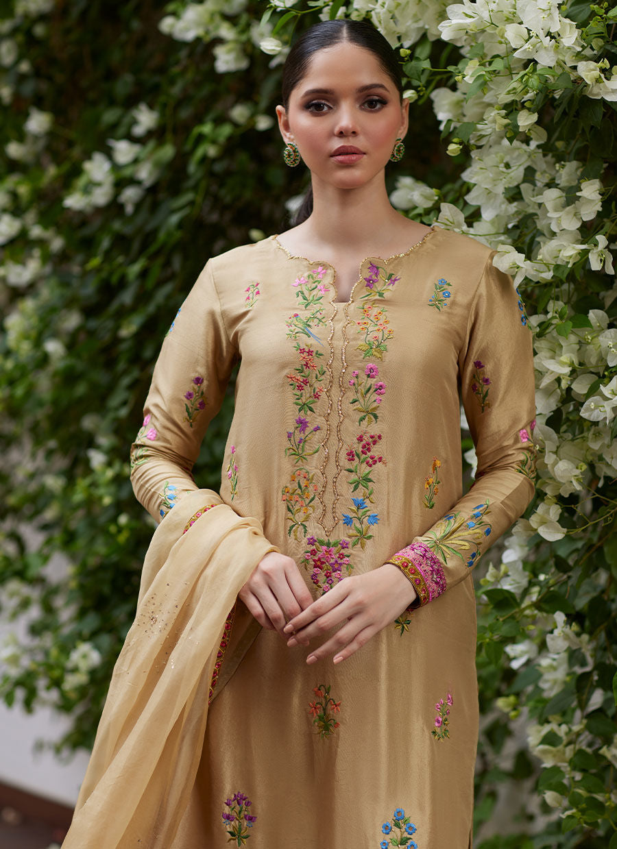 SINTRA EMBROIDERED RAW SILK SHIRT AND DUPATTA| FARAH TALIB AZIZ