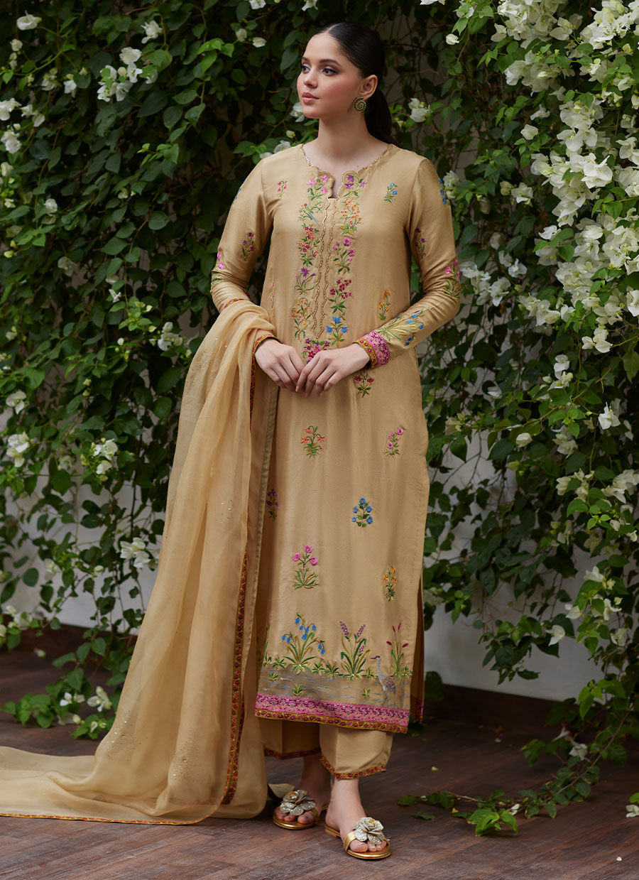 SINTRA EMBROIDERED RAW SILK SHIRT AND DUPATTA| FARAH TALIB AZIZ
