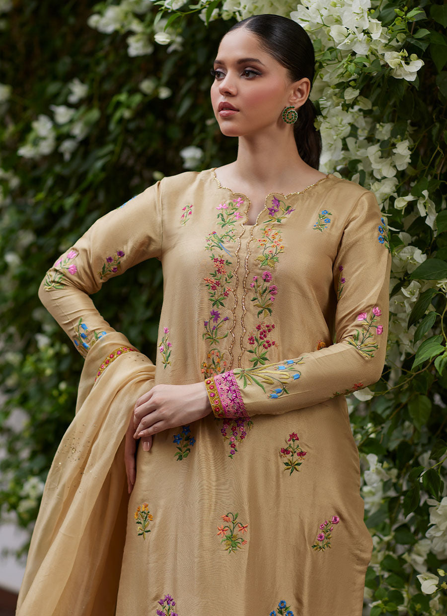 SINTRA EMBROIDERED RAW SILK SHIRT AND DUPATTA| FARAH TALIB AZIZ