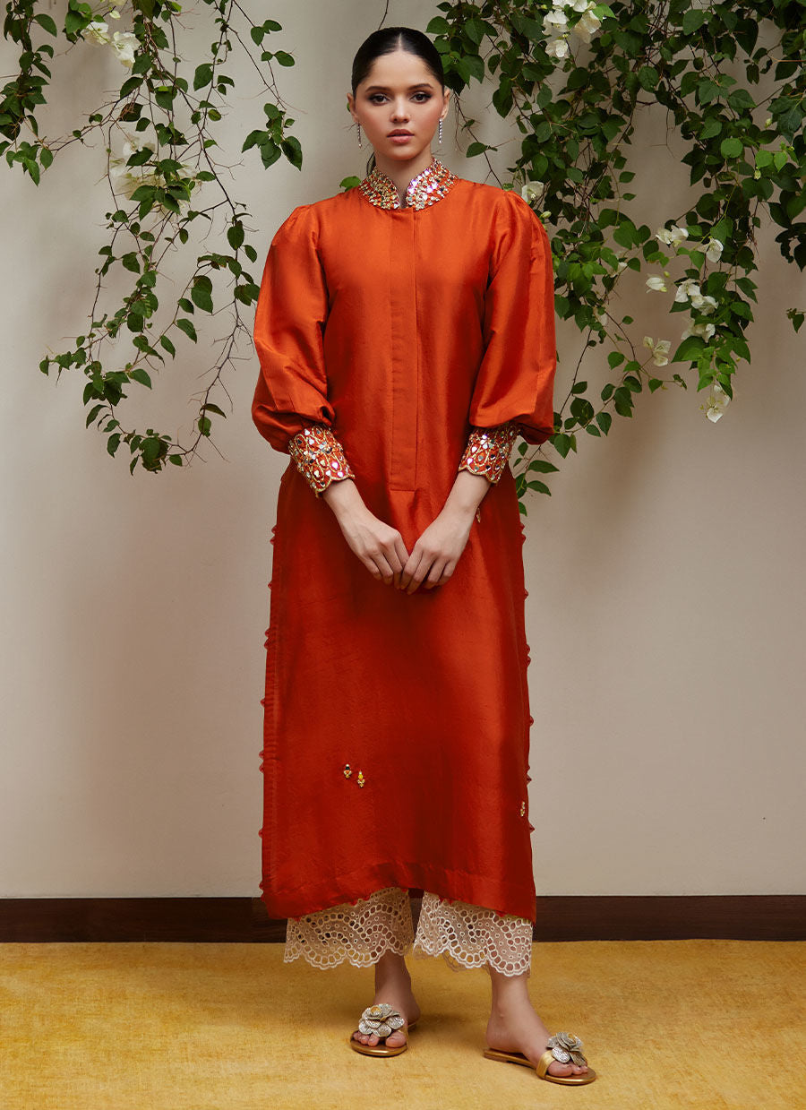 YURI RUST RAW SILK SHIRT | FARAH TALIB AZIZ