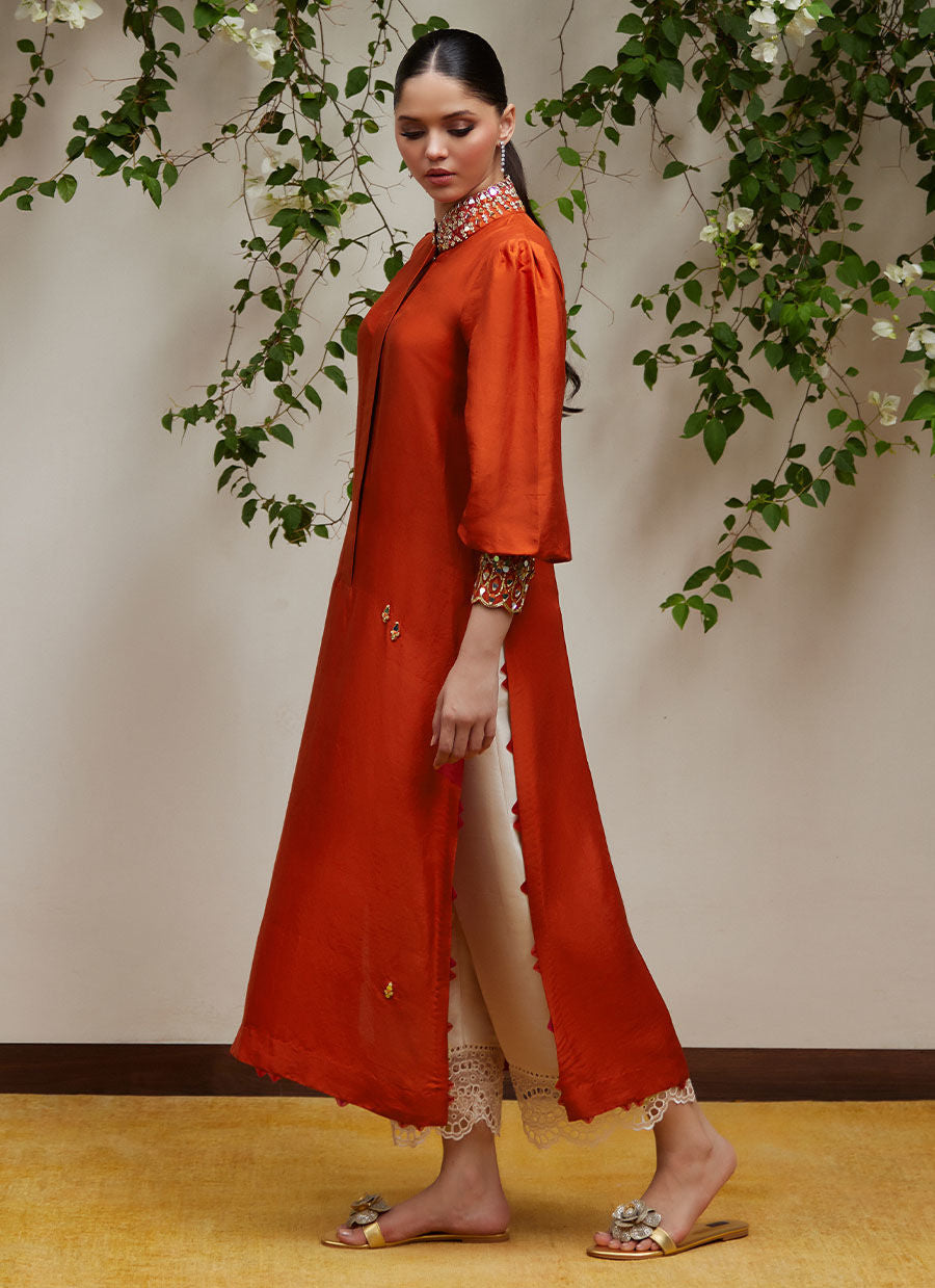 YURI RUST RAW SILK SHIRT | FARAH TALIB AZIZ