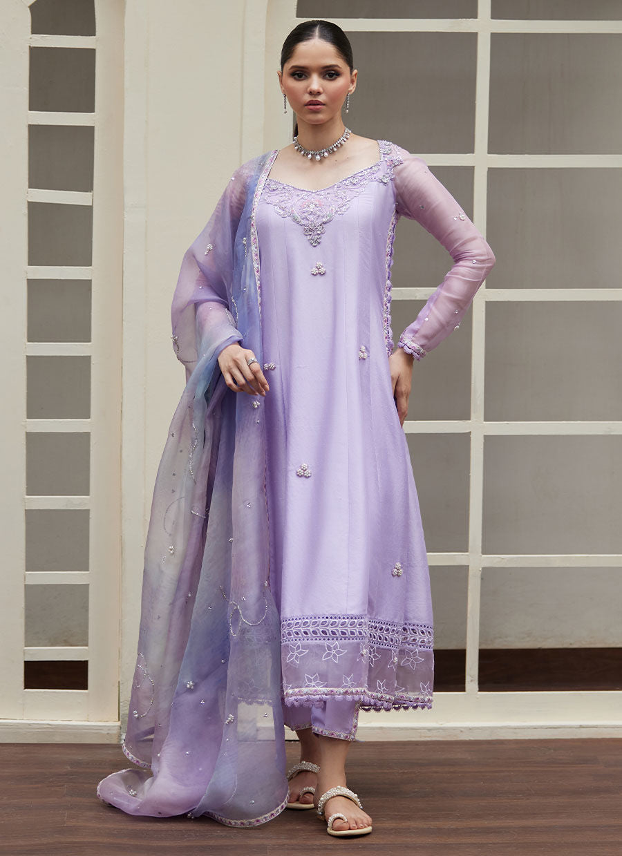 SPENNY EMBELLISHED RAW KALIDAAR WITH PRINTED ORGANZA DUPATTA | FARAH TALIB AZIZ