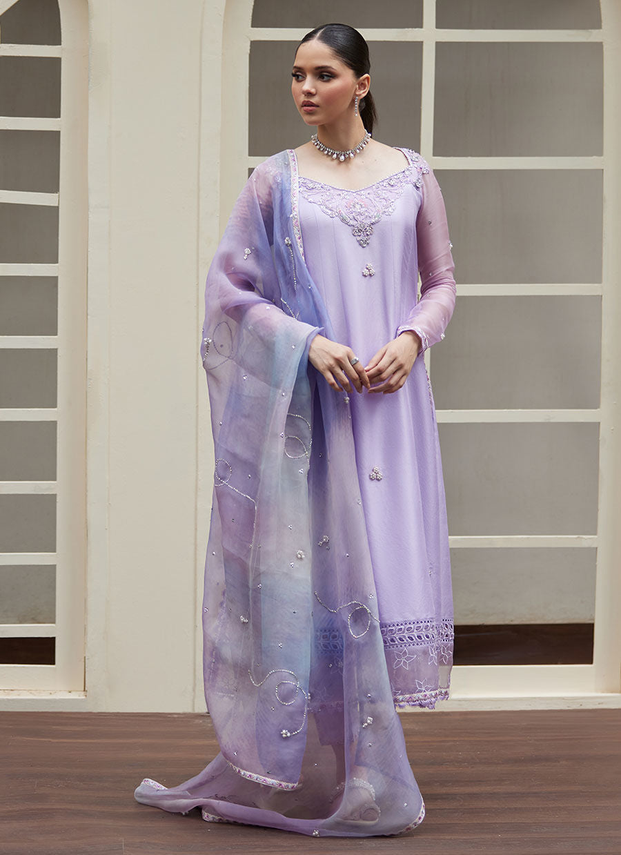 SPENNY EMBELLISHED RAW KALIDAAR WITH PRINTED ORGANZA DUPATTA | FARAH TALIB AZIZ