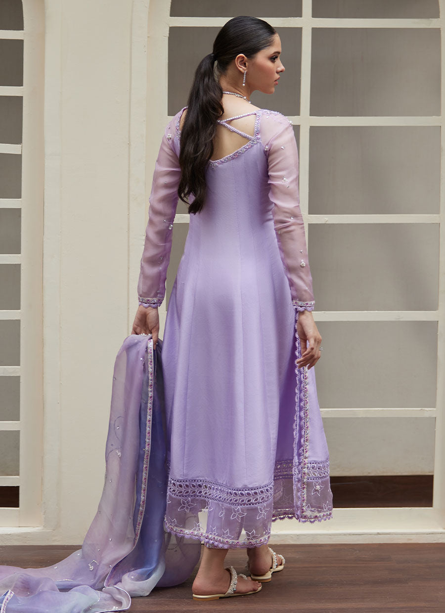 SPENNY EMBELLISHED RAW KALIDAAR WITH PRINTED ORGANZA DUPATTA | FARAH TALIB AZIZ