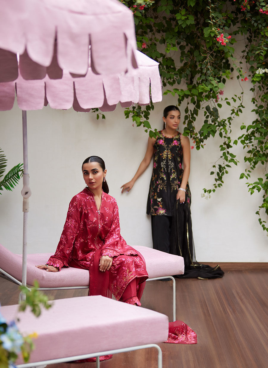 SIYA BLACK EMBROIDERED SHIRT AND DUPATTA | PRET | FARAH TALIB AZIZ