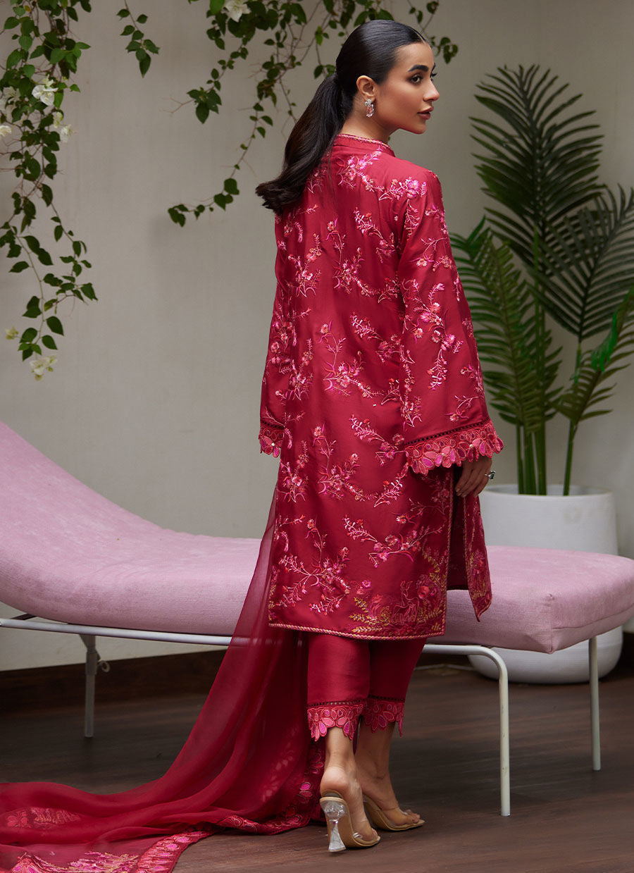 DINARA SCARLETT EMBROIDERED SHIRT AND DUPATTA | FARAH TALIB AZIZ