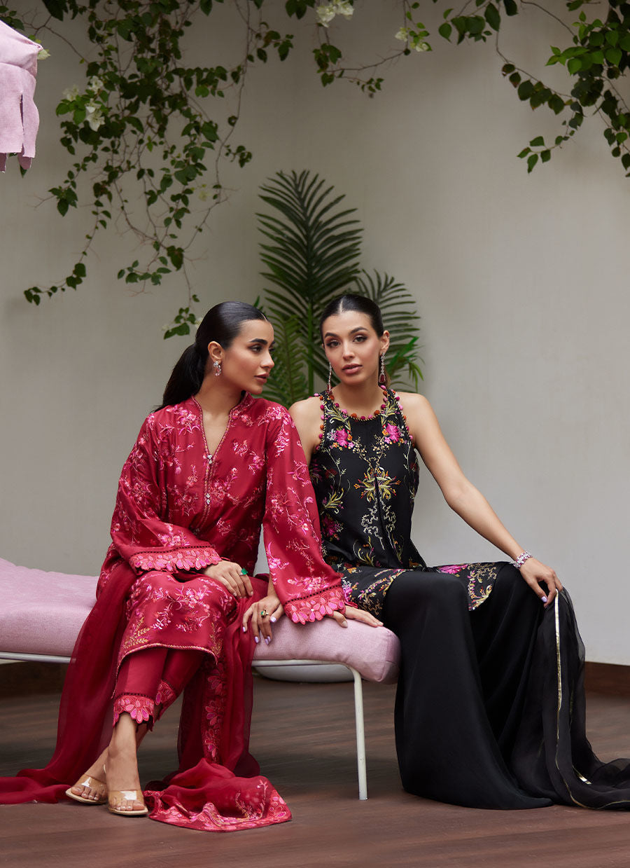 DINARA SCARLETT EMBROIDERED SHIRT AND DUPATTA | FARAH TALIB AZIZ