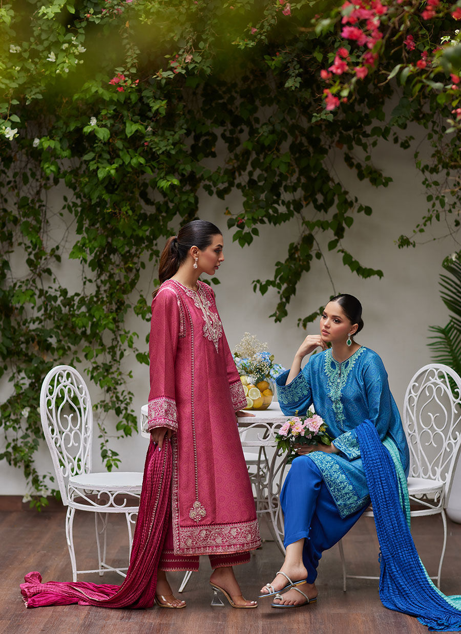 FEO CRIMSON EMBROIDERED RAW SILK SHIRT AND DUPATTA | FARAH TALIB AZIZ