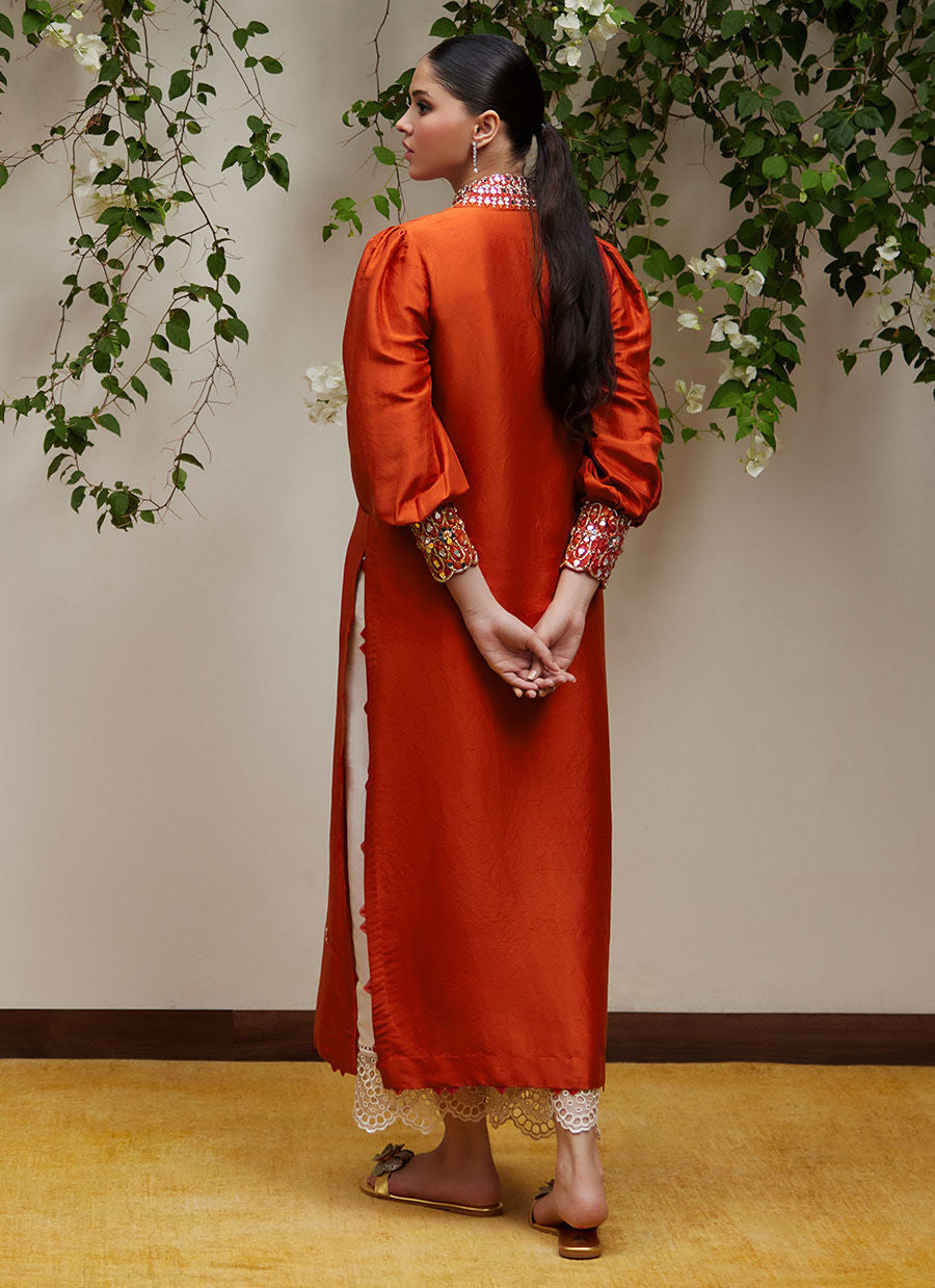 YURI RUST RAW SILK SHIRT | FARAH TALIB AZIZ