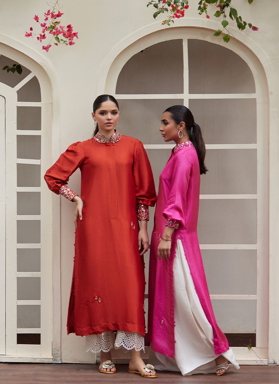 YURI RUST RAW SILK SHIRT | FARAH TALIB AZIZ