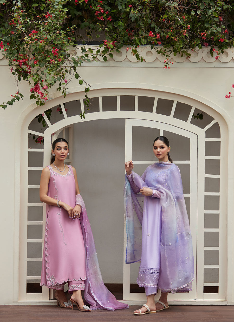 SPENNY EMBELLISHED RAW KALIDAAR WITH PRINTED ORGANZA DUPATTA | FARAH TALIB AZIZ