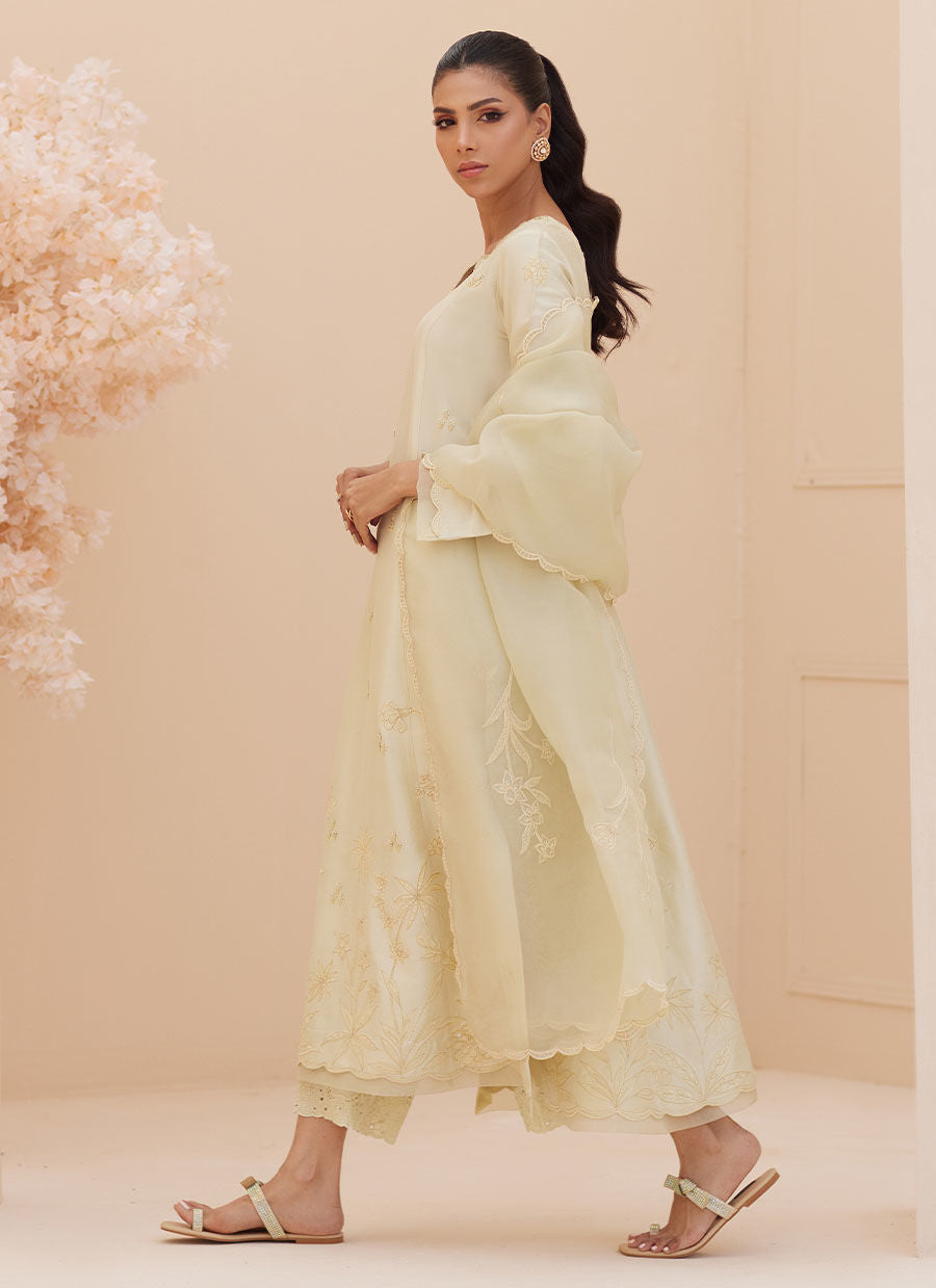CREMA EMBROIDERED RAW SILK SHIRT AND DUPATTA | PRET | FARAH TALIB AZIZ