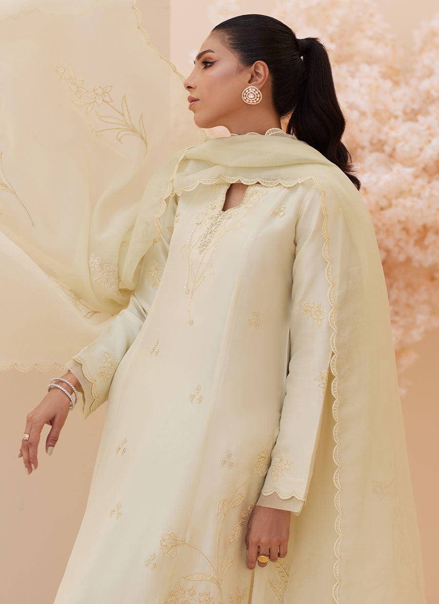 CREMA EMBROIDERED RAW SILK SHIRT AND DUPATTA | PRET | FARAH TALIB AZIZ