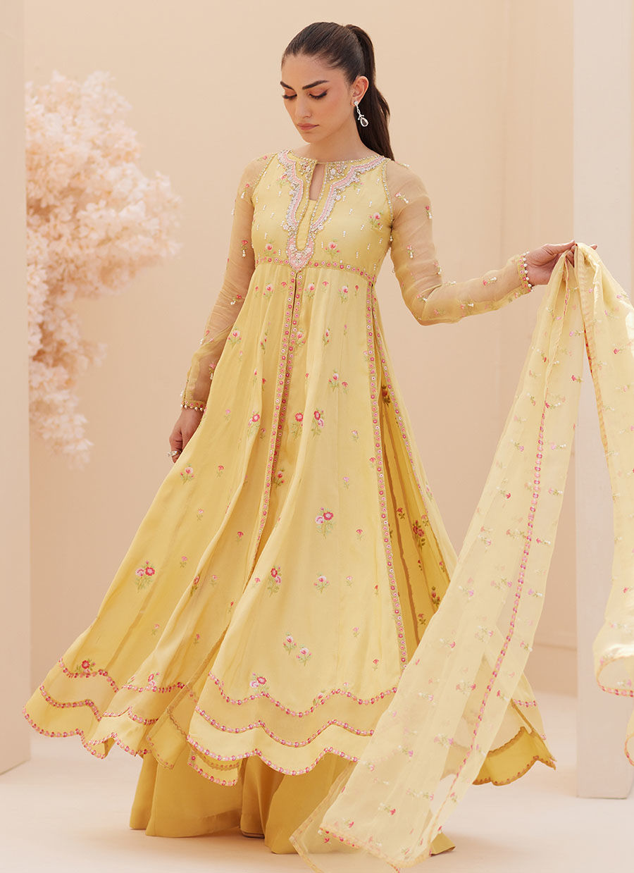 BUTTERCUP SILK KALIDAAR AND DUPATTA | PRET | FARAH TALIB AZIZ