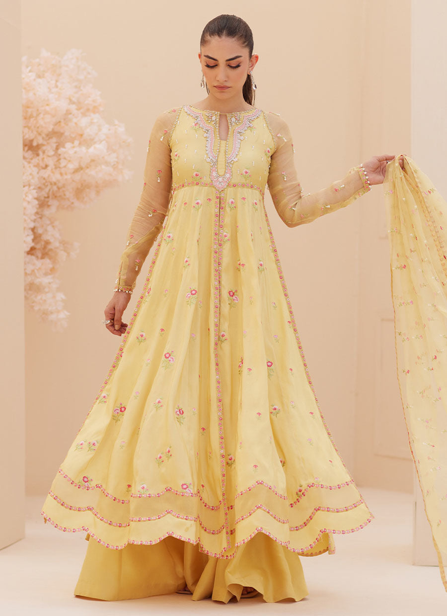 BUTTERCUP SILK KALIDAAR AND DUPATTA | PRET | FARAH TALIB AZIZ