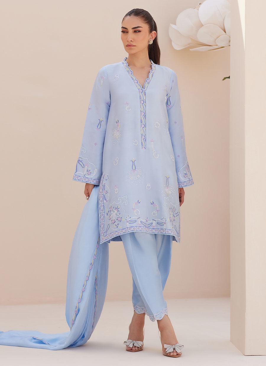 BETTIE CORNFLOWER BLUE SHIRT AND DUPATTA | PRET | FARAH TALIB AZIZ