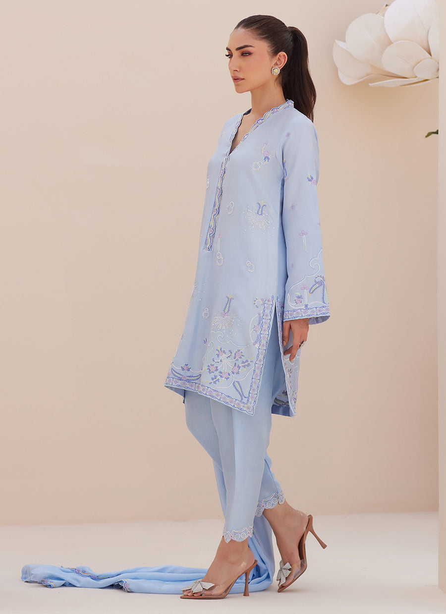 BETTIE CORNFLOWER BLUE SHIRT AND DUPATTA | PRET | FARAH TALIB AZIZ
