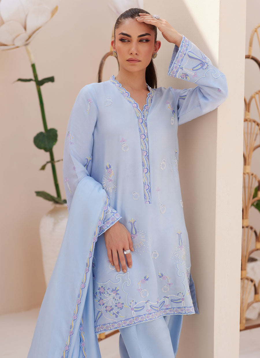 BETTIE CORNFLOWER BLUE SHIRT AND DUPATTA | PRET | FARAH TALIB AZIZ