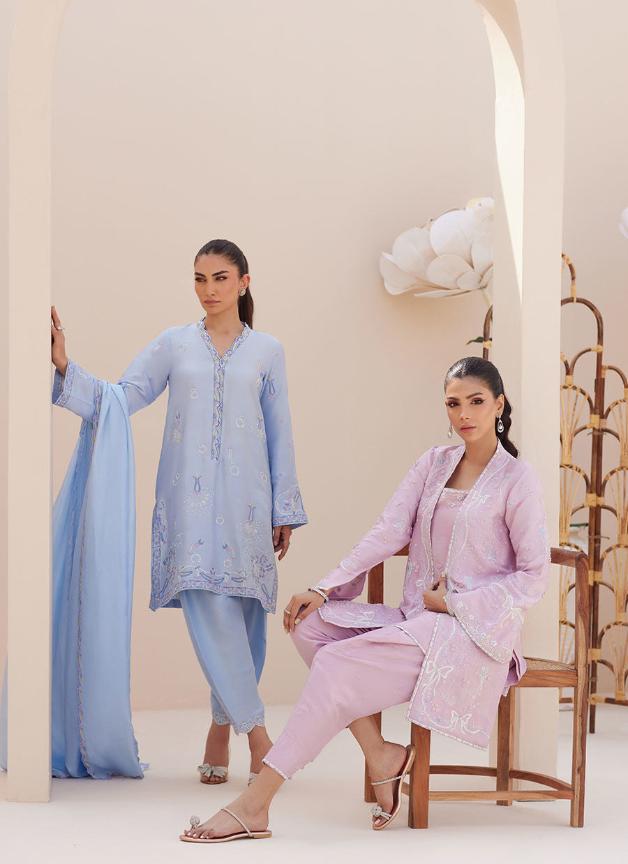 BETTIE CORNFLOWER BLUE SHIRT AND DUPATTA | PRET | FARAH TALIB AZIZ