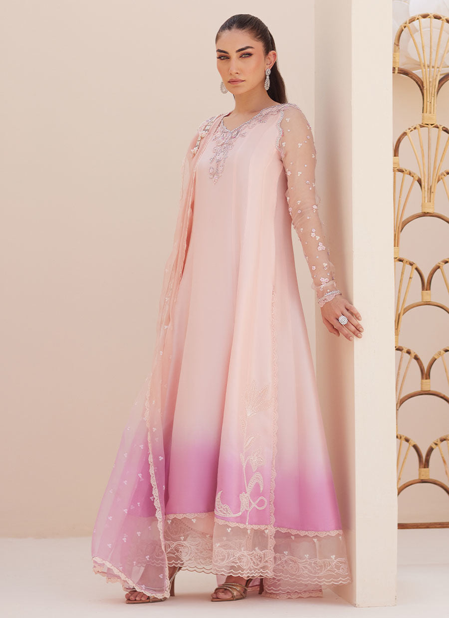 DEEDEE PINK OMBRE PANELED SHIRT AND DUPATTA | PRET | FARAH TALIB AZIZ