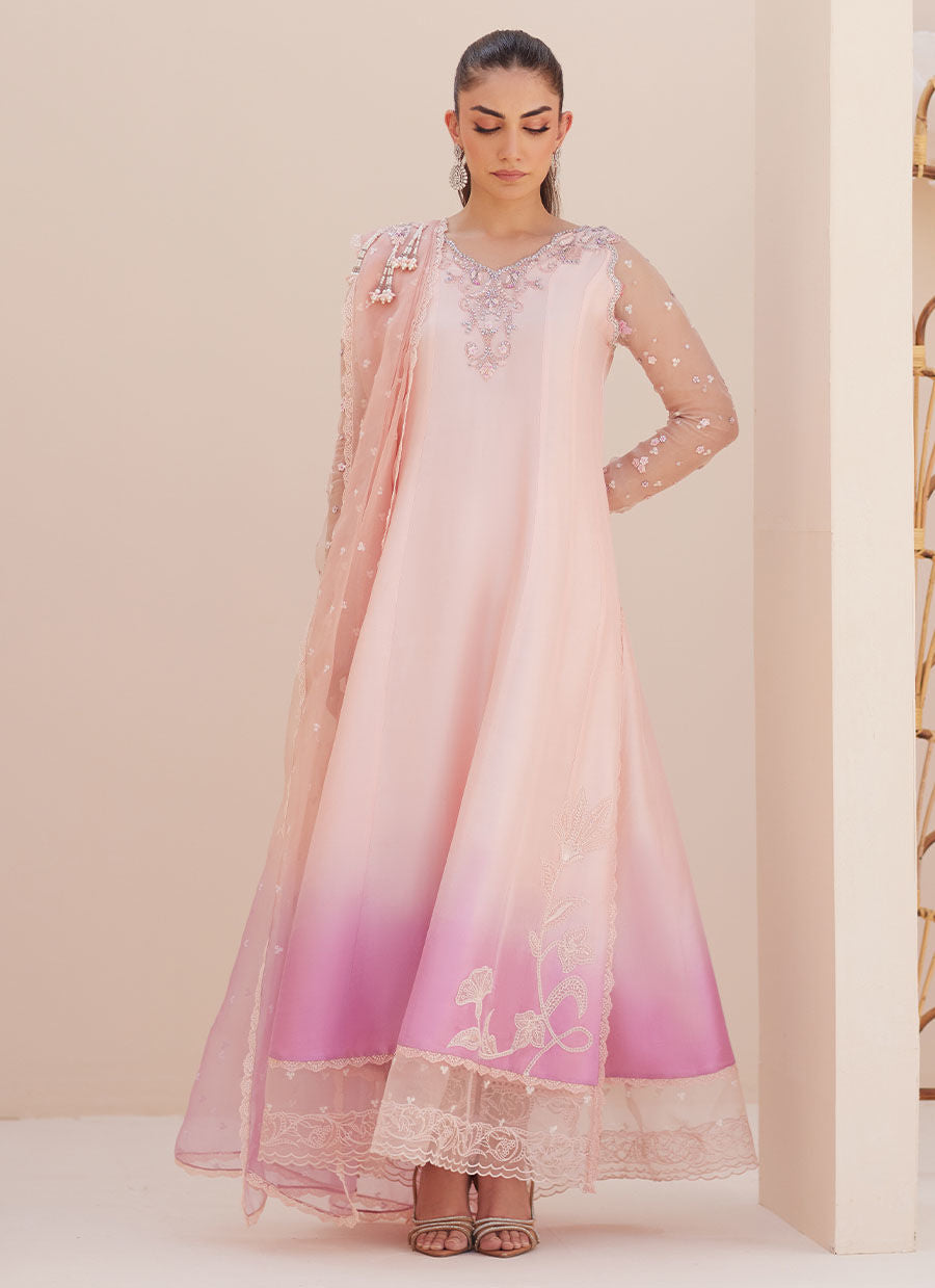 DEEDEE PINK OMBRE PANELED SHIRT AND DUPATTA | PRET | FARAH TALIB AZIZ