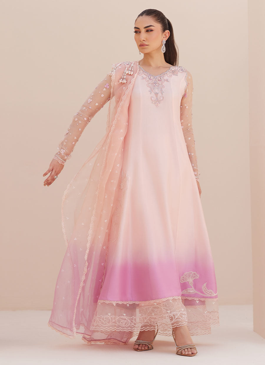 DEEDEE PINK OMBRE PANELED SHIRT AND DUPATTA | PRET | FARAH TALIB AZIZ