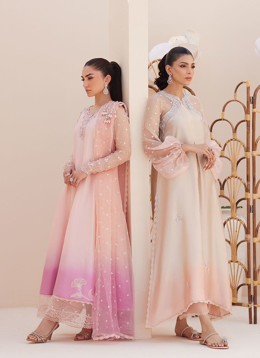 DEEDEE PINK OMBRE PANELED SHIRT AND DUPATTA | PRET | FARAH TALIB AZIZ