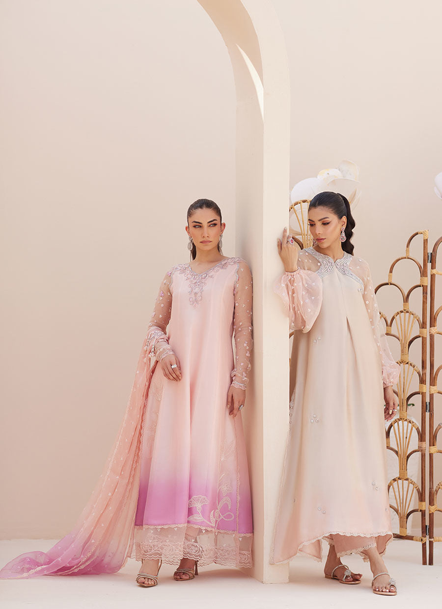 DEEDEE PINK OMBRE PANELED SHIRT AND DUPATTA | PRET | FARAH TALIB AZIZ