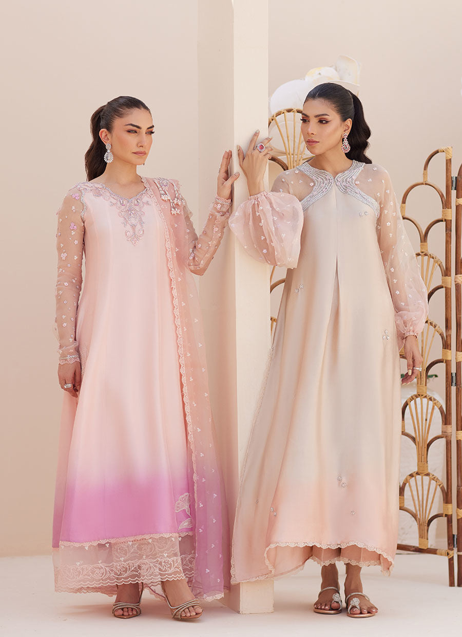 DEEDEE PINK OMBRE PANELED SHIRT AND DUPATTA | PRET | FARAH TALIB AZIZ