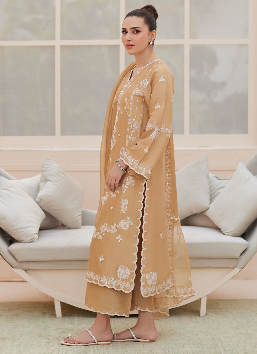 BEA TAUPE SILK SHIRT AND DUPATTA | PRET | FARAH TALIB AZIZ