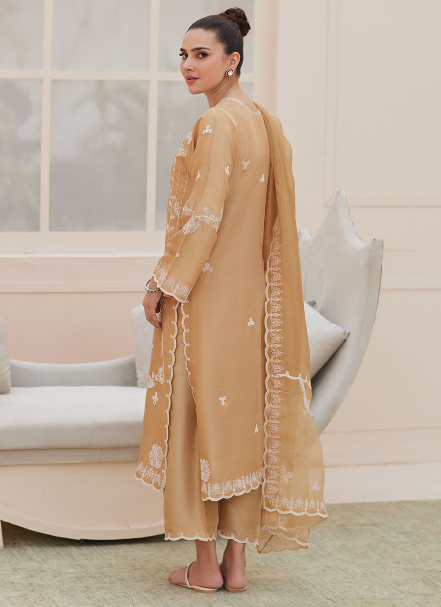 BEA TAUPE SILK SHIRT AND DUPATTA | PRET | FARAH TALIB AZIZ