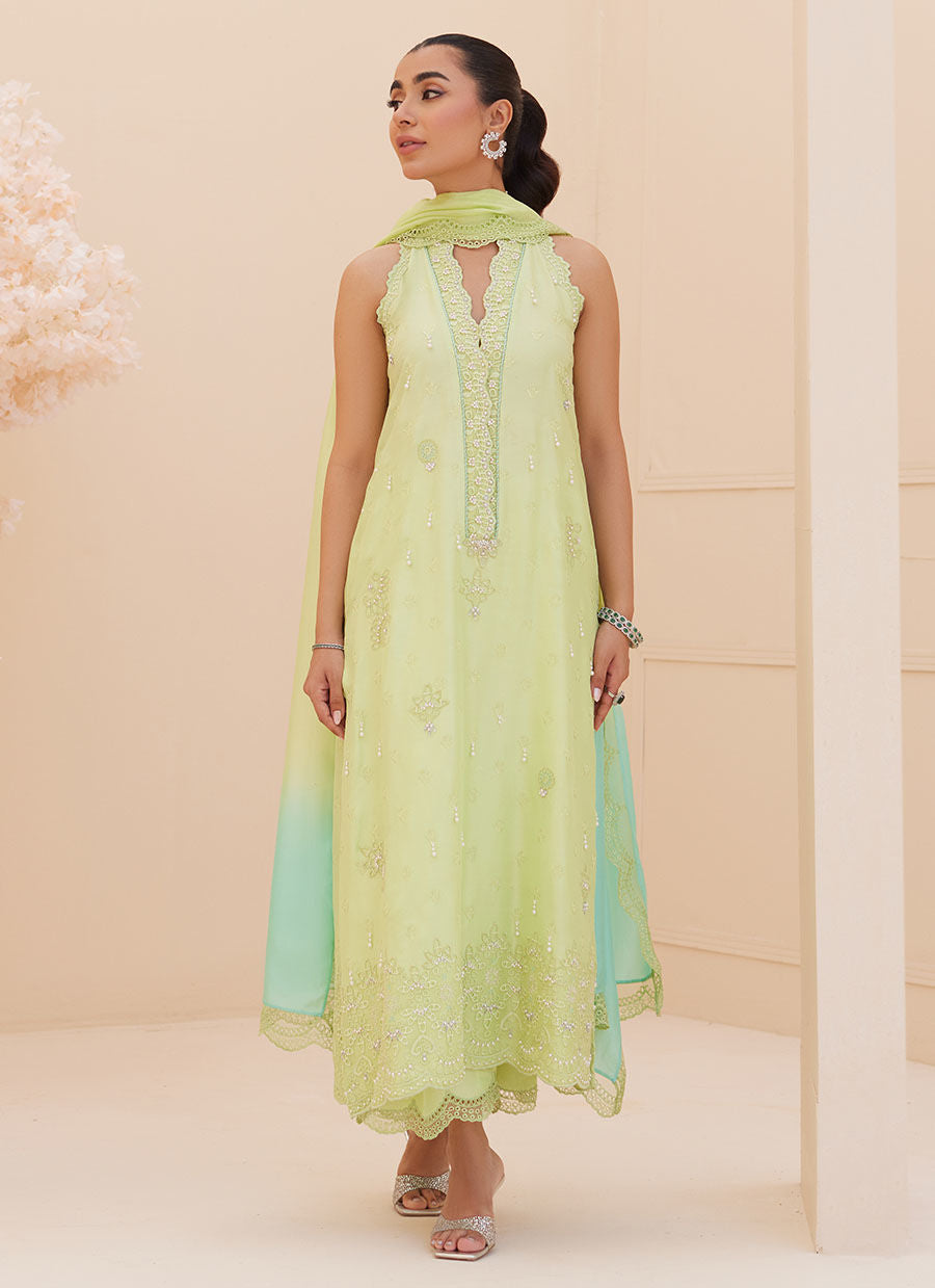 PIA EMBROIDERED RAW SILK SHIRT AND DUPATTA | PRET | FARAH TALIB AZIZ
