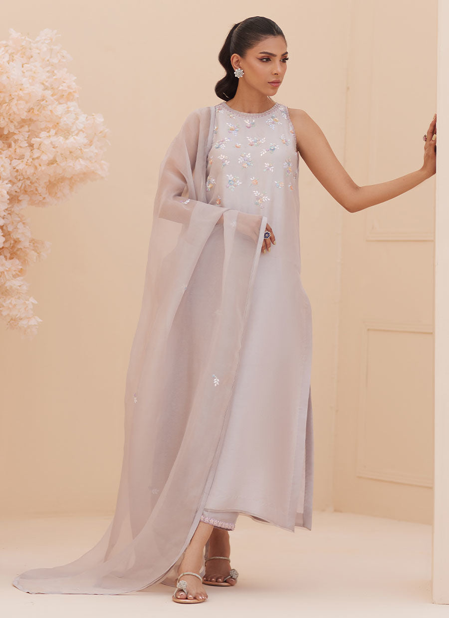SILVIA SILVER SHIRT AND DUPATTA | PRET | FARAH TALIB AZIZ