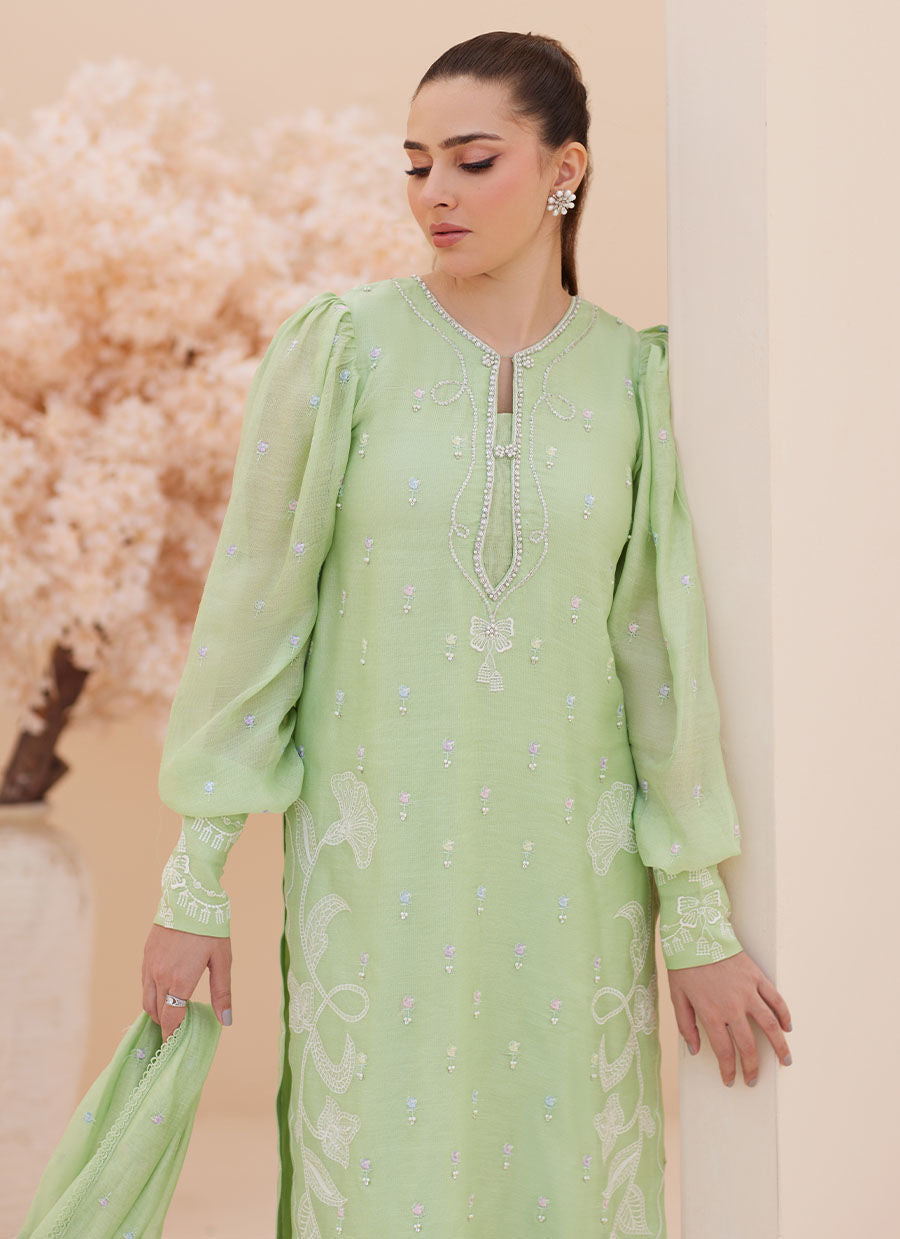 SERENA APPLE GREEN EMBROIDERED SHIRT AND DUPATTA | PRET | FARAH TALIB AZIZ