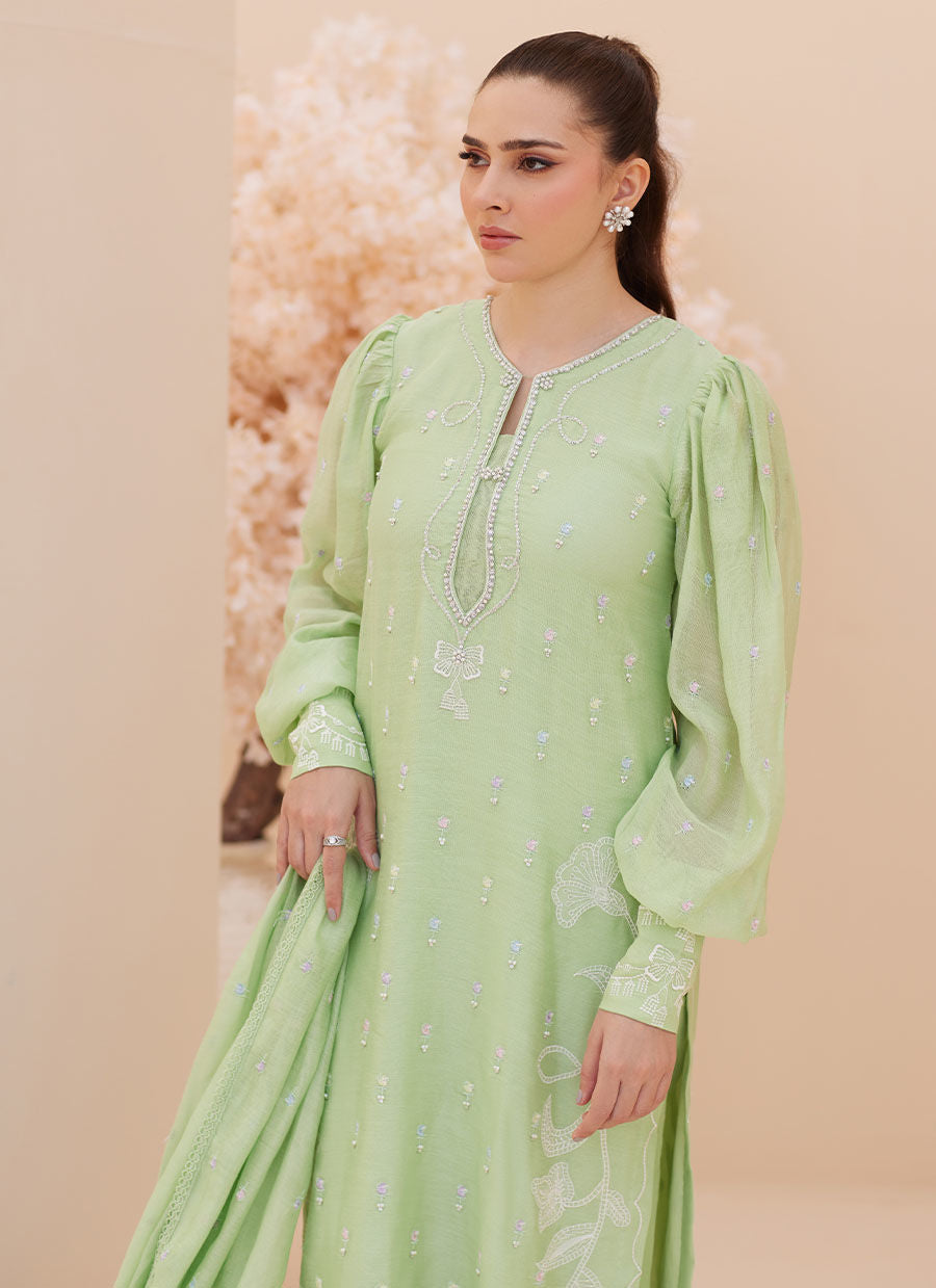 SERENA APPLE GREEN EMBROIDERED SHIRT AND DUPATTA | PRET | FARAH TALIB AZIZ