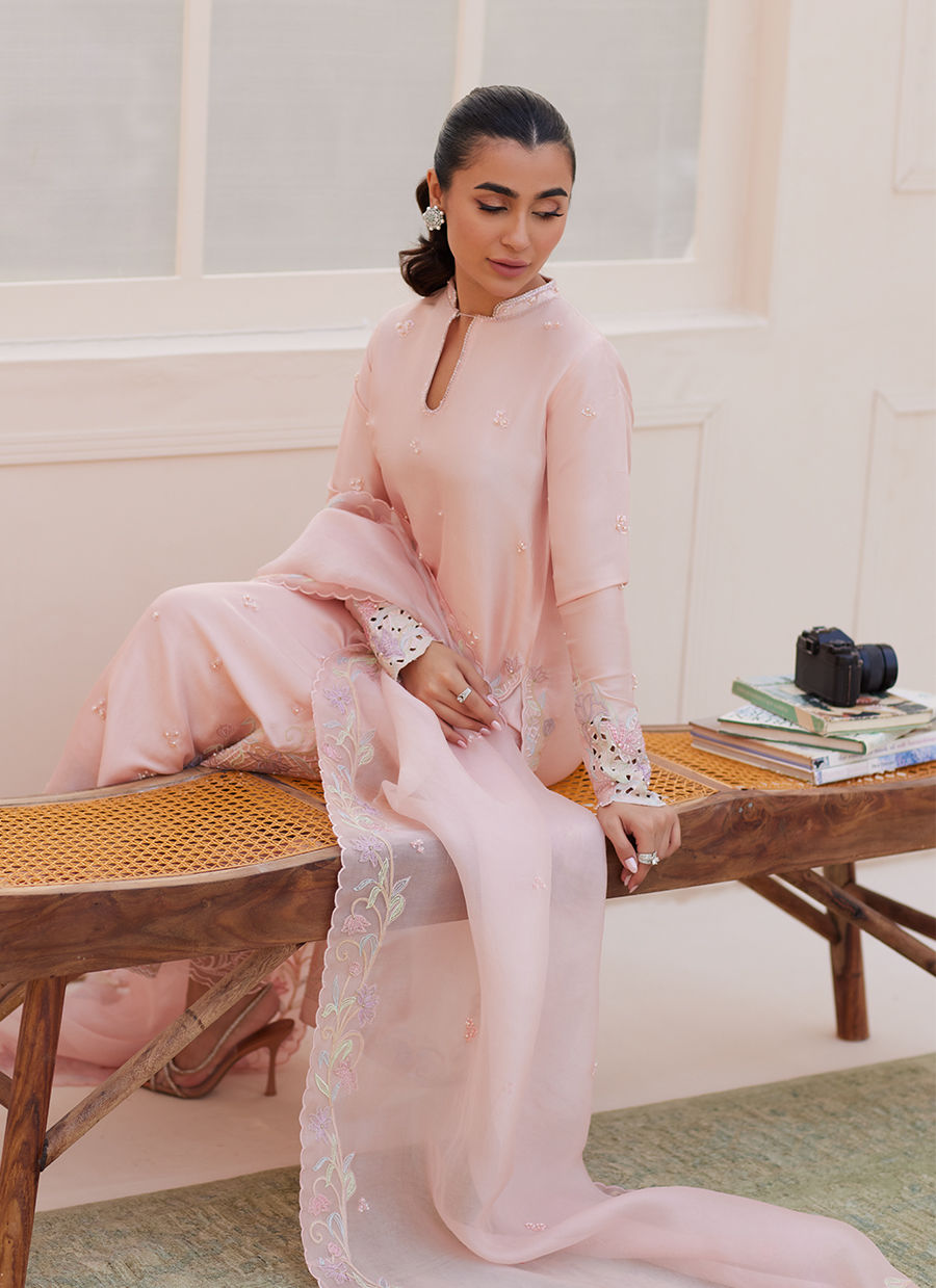 AURORA PASTEL PINK SHIRT AND DUPATTA | PRET | FARAH TALIB AZIZ