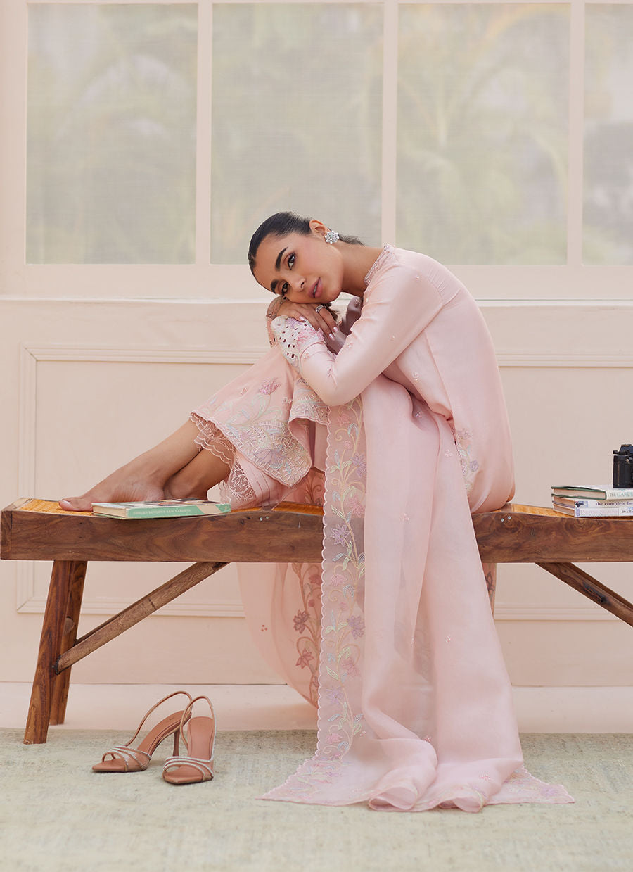 AURORA PASTEL PINK SHIRT AND DUPATTA | PRET | FARAH TALIB AZIZ