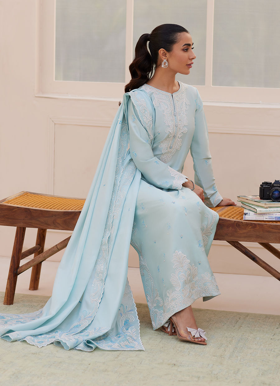 CARLA POWDER BLUE SHIRT AND DUPATTA | PRET | FARAH TALIB AZIZ