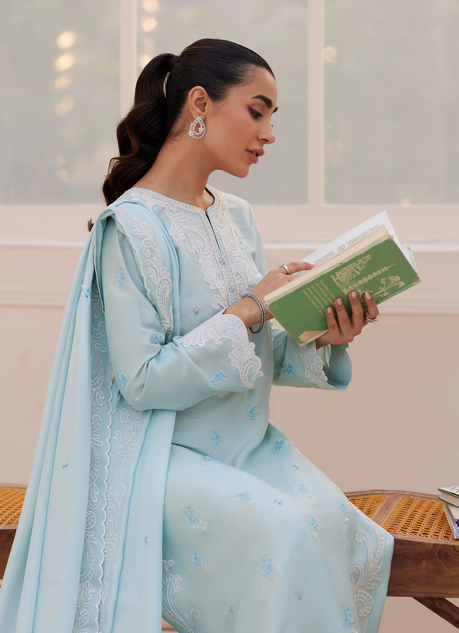 CARLA POWDER BLUE SHIRT AND DUPATTA | PRET | FARAH TALIB AZIZ