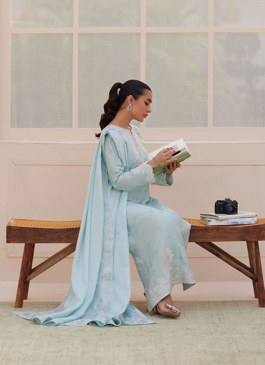 CARLA POWDER BLUE SHIRT AND DUPATTA | PRET | FARAH TALIB AZIZ