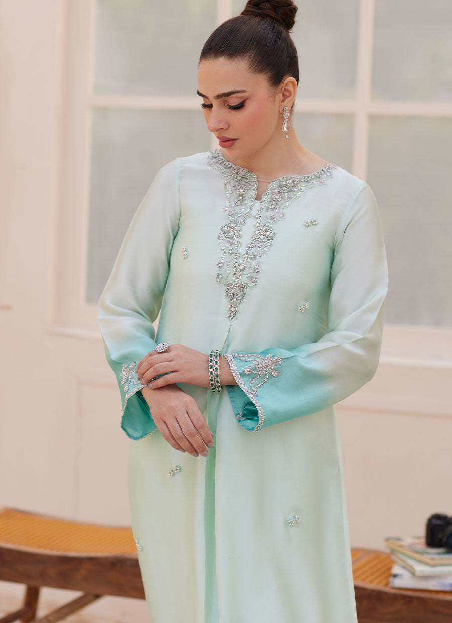 PALMIRA AQUA OMBRE SHIRT | PRET | FARAH TALIB AZIZ