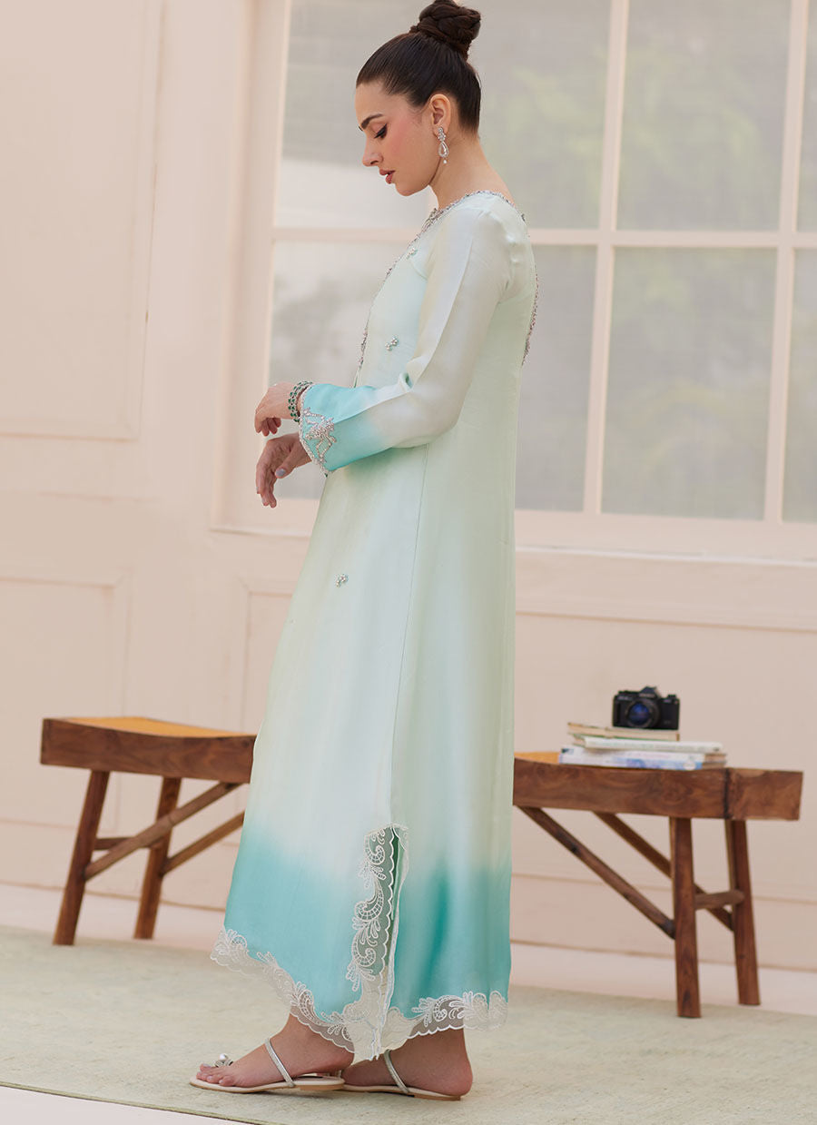 PALMIRA AQUA OMBRE SHIRT | PRET | FARAH TALIB AZIZ