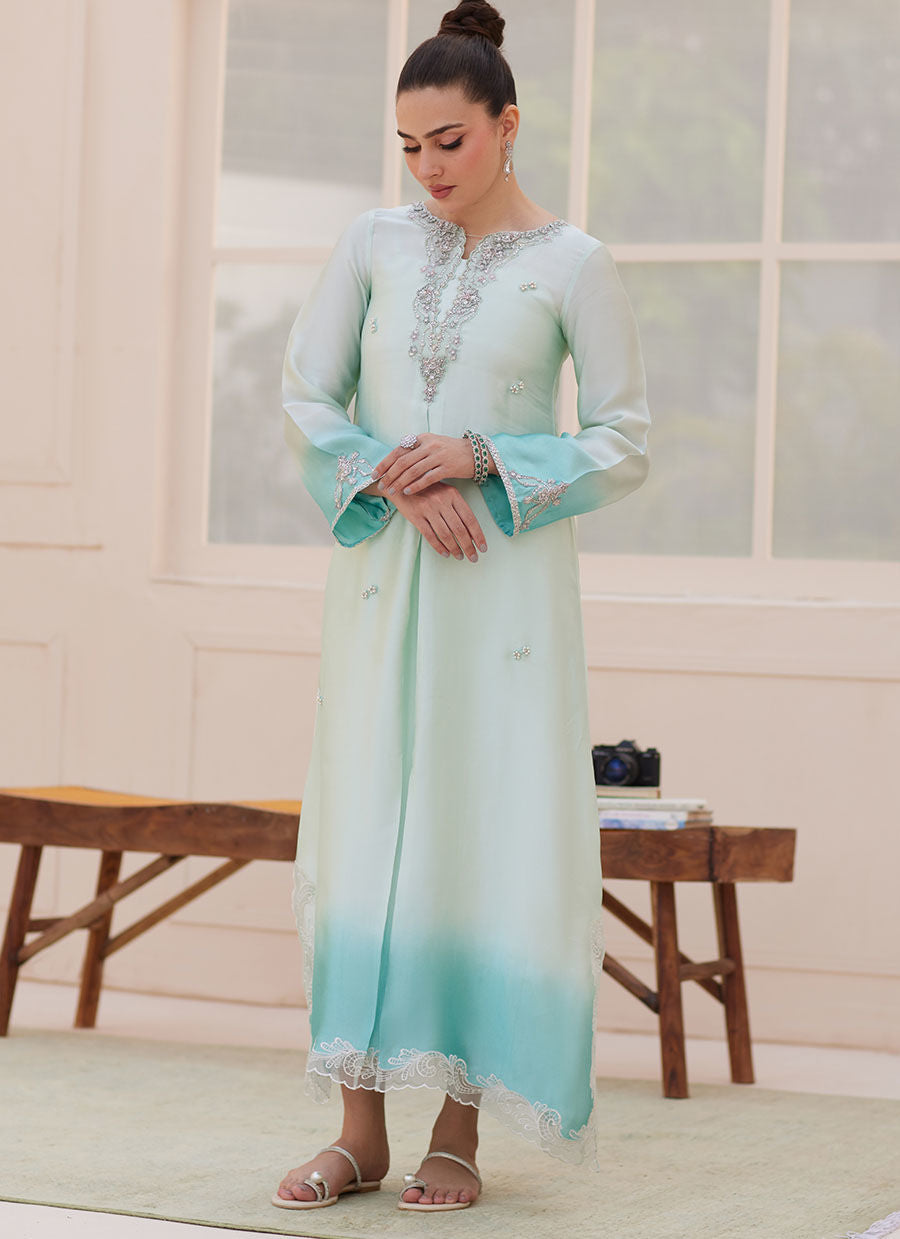 PALMIRA AQUA OMBRE SHIRT | PRET | FARAH TALIB AZIZ