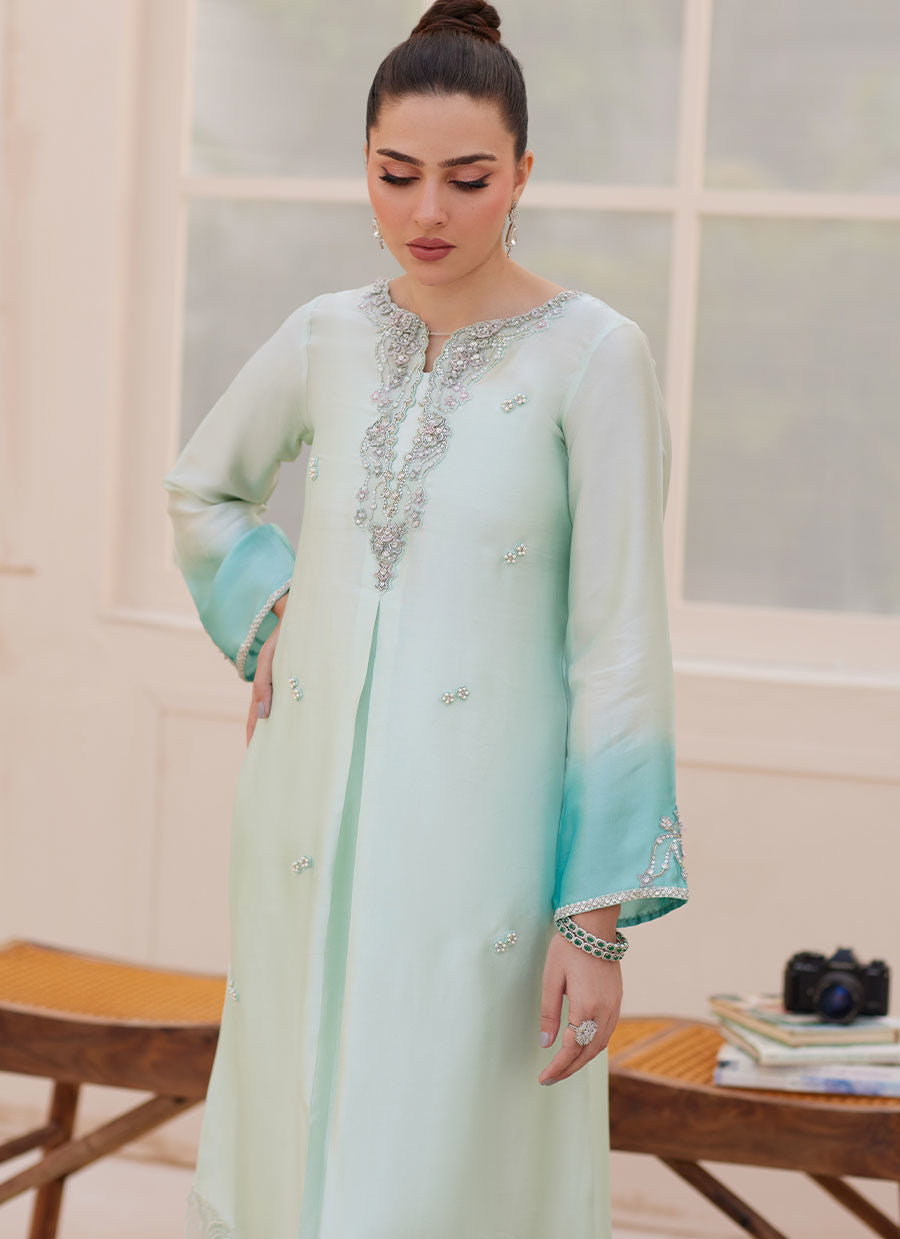 PALMIRA AQUA OMBRE SHIRT | PRET | FARAH TALIB AZIZ