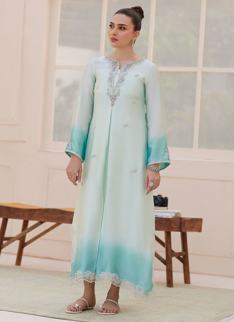 PALMIRA AQUA OMBRE SHIRT | PRET | FARAH TALIB AZIZ